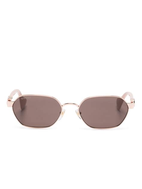 gucci gold oval sunglasses